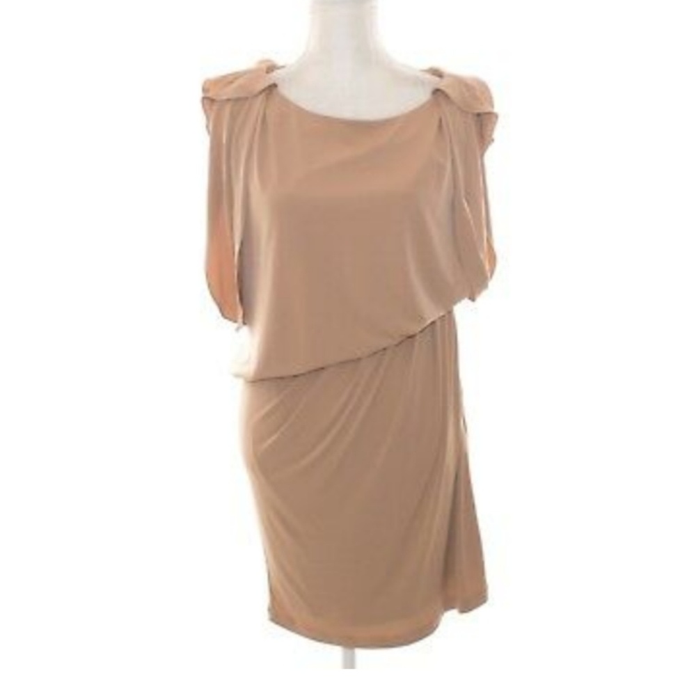 Vince Camuto tan drapped dress